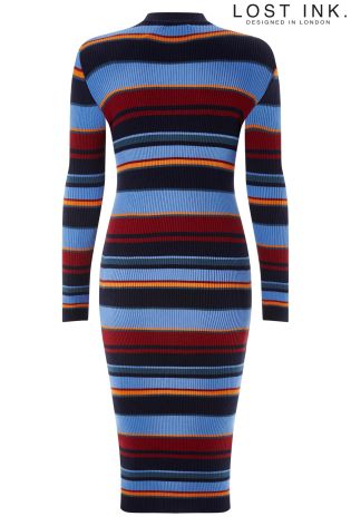 Lost Ink Striped Knit Dress